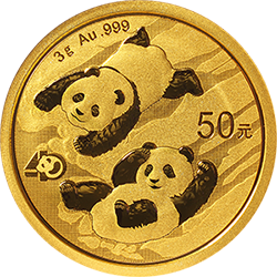 2022版熊貓貴金屬紀念幣3克圓形金質(zhì)紀念幣