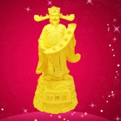 純金財(cái)神擺件定制、絨沙金財(cái)神工藝品擺件定做批發(fā)